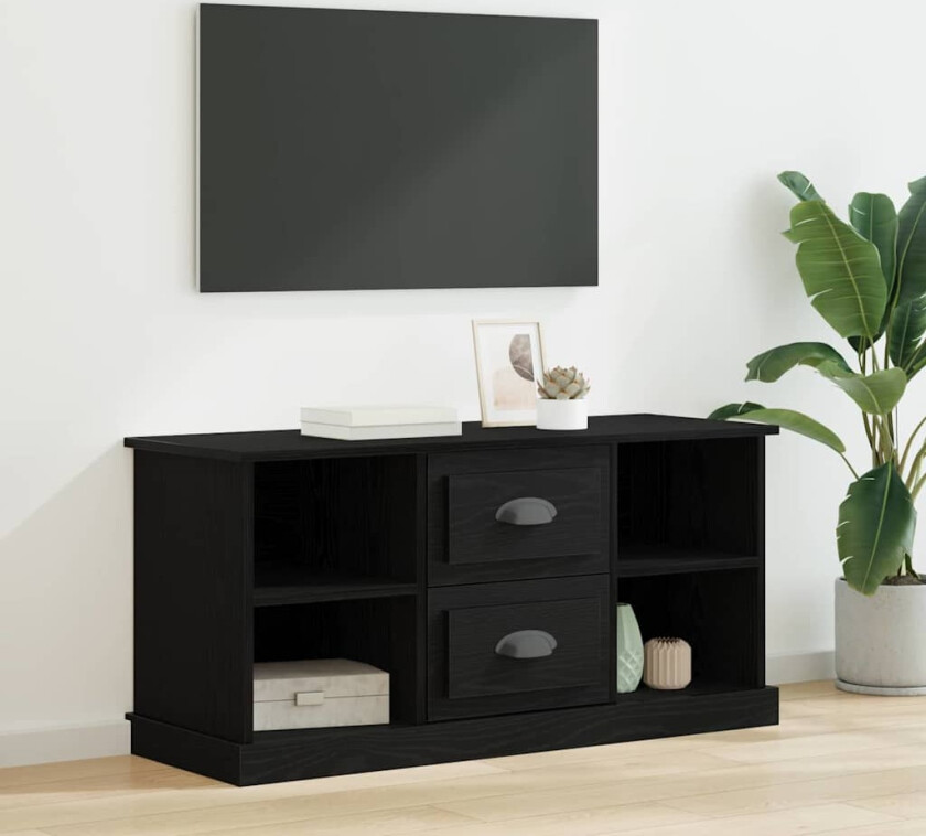 TV-skap med skuff Svart Eik 99,5 x 35,5 x 48 cm Konstruert tre