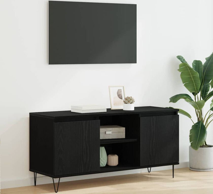 TV-skap Svart Eik 104 x 35 x 50 cm Konstruert tre