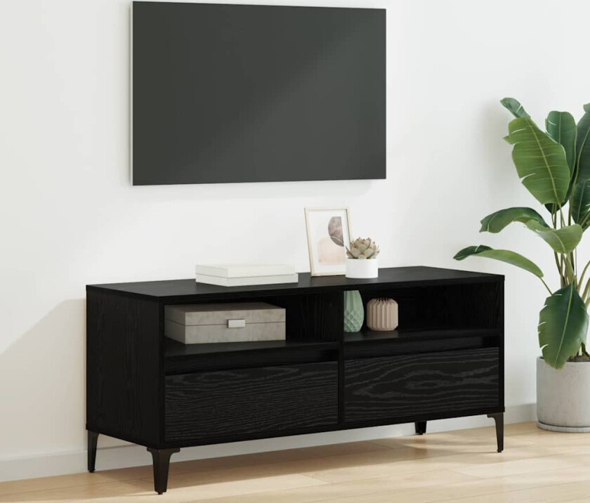 TV-skap Svart Eik 100 x 34,5 x 44,5 cm Ingeniørtre og jern