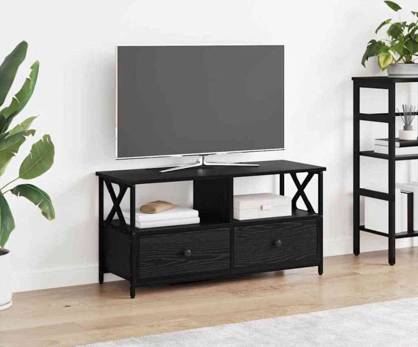 TV-skap Svart Eik 90 x 33 x 45 cm Konstruksjonsvirke og stål