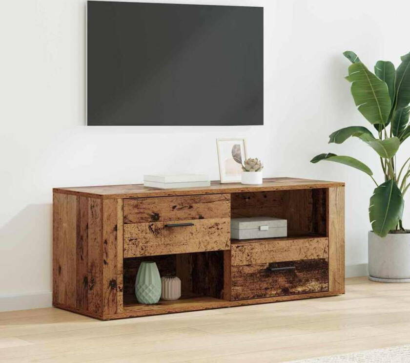 TV-skap med skuff Gamle tre 100 x 35 x 40 cm Konstruert tre