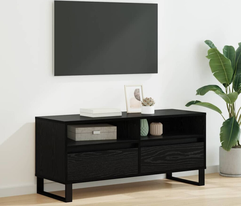 TV-skap Svart Eik 100 x 34,5 x 44,5 cm Ingeniørtre og jern
