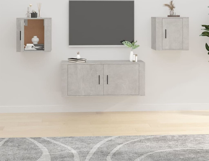 Vegghengte TV-benker 2 stk betonggrå 40x34,5x40 cm