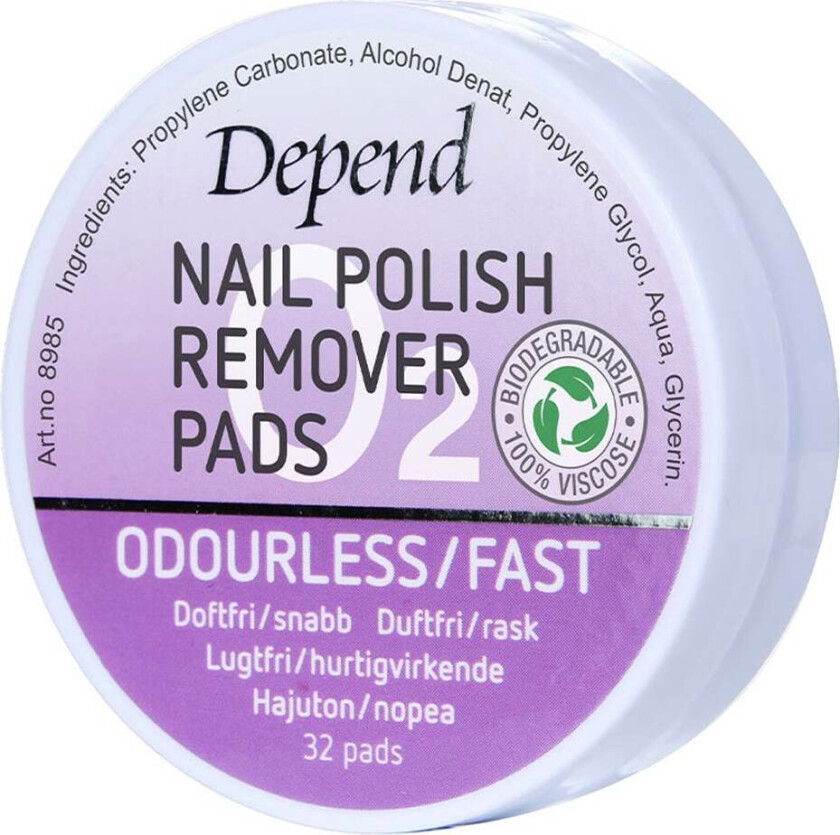 O2 Nail Polish Remover Odourless/Fast 32 Pads