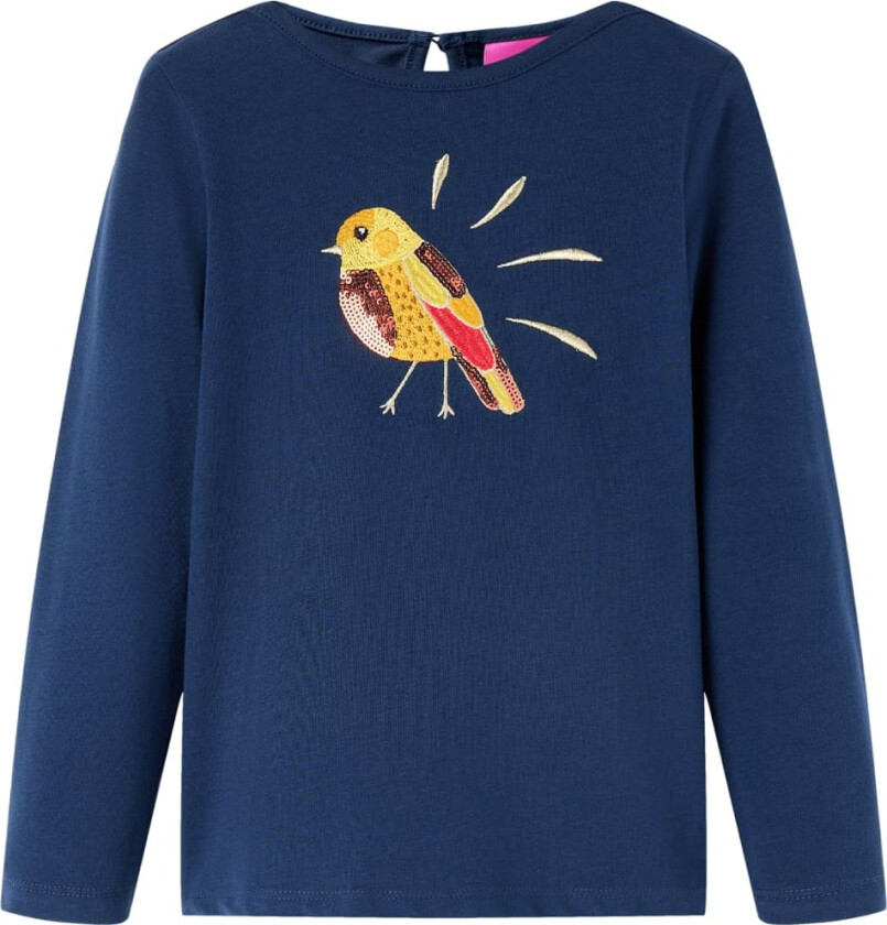 T-skjorte for barn med lange ermer marineblå 92