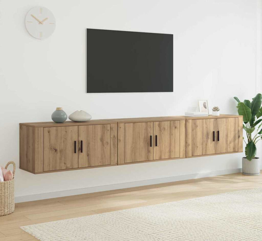 Veggmontert TV-hylle sett 3 pcs Artisan Eik 80 x 34,5 x 40 cm