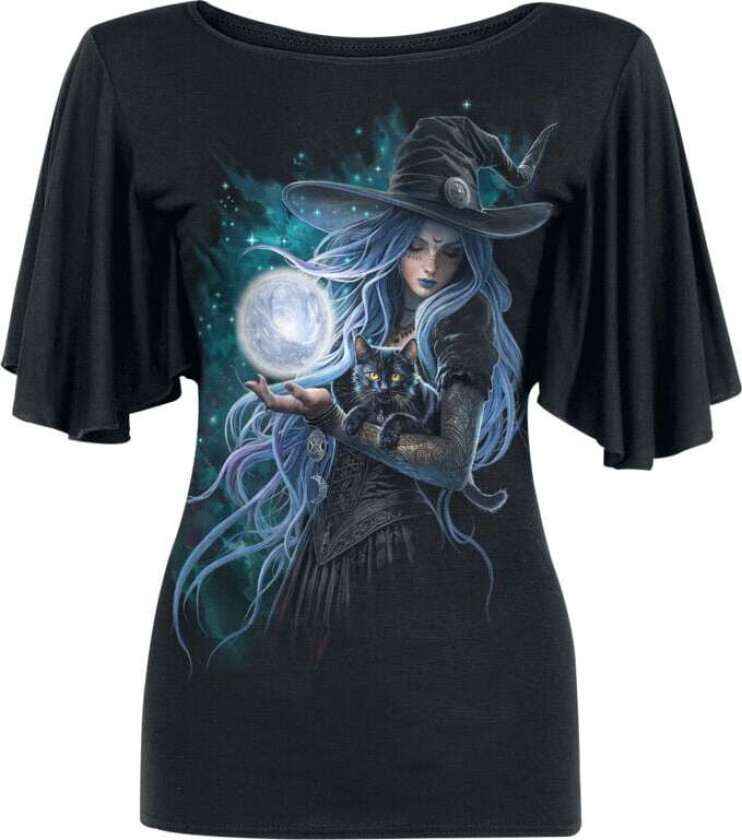 T-skjorte - Mystic Moon - Latin Boat Neck - S til 4XL - Damer - svart