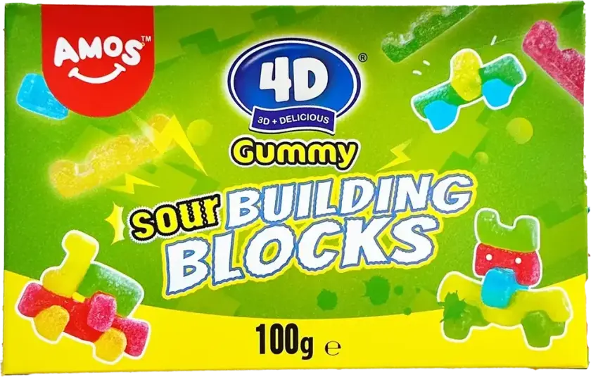Amos 4D Gummy Sour Building Blocks 100g