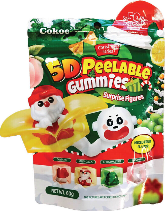 5D Peelable Gummies Mixed Fruit Christmas 60g