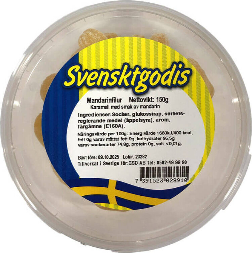 Svenskt Godis Klassiker - Mandarinfilur 150g(BF:2025-10-09)