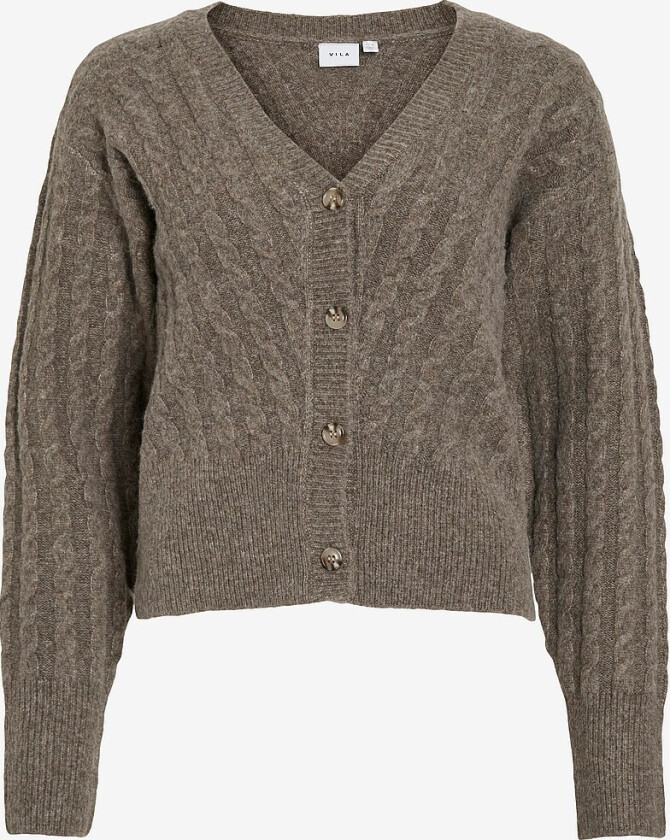 Kardigan viRelli V-neck L/S Cable Knit - Grå