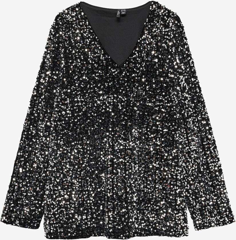 Paljettopp vmcBella LS V-neck - Svart