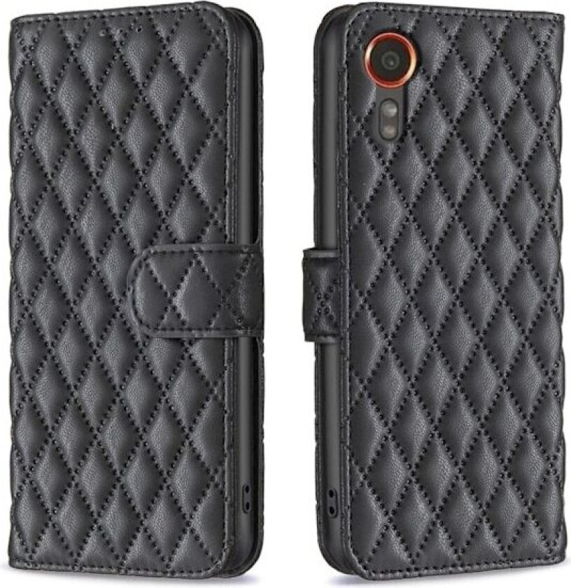 Rombemønster, matt flip-deksel for Samsung Galaxy Xcover 7 - Svart