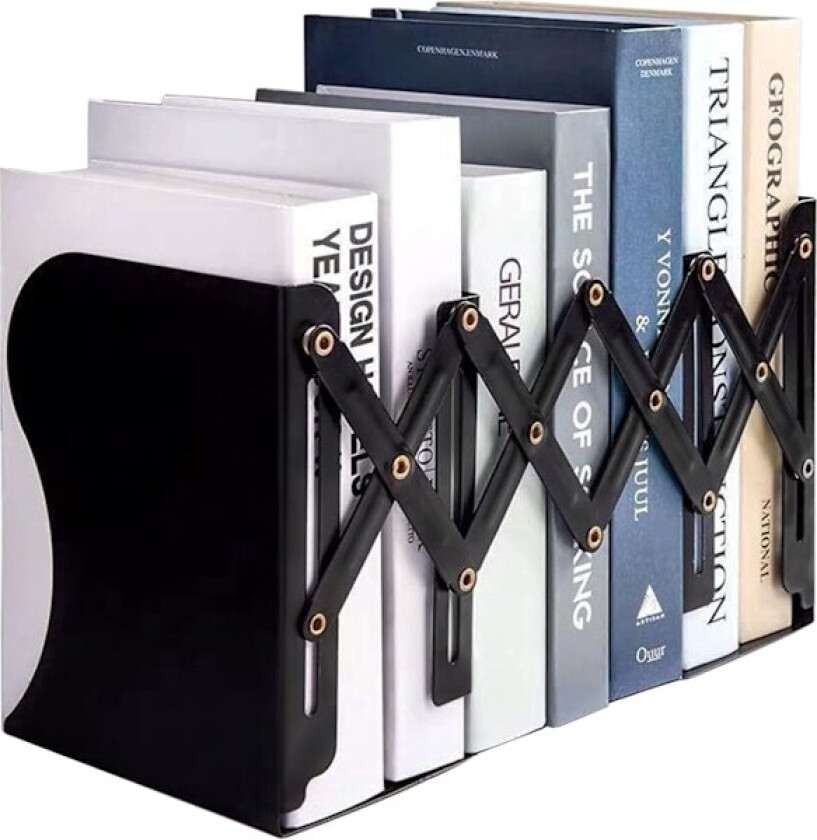 Bokstøtter - Justerbare metallbokstøtter for hyller, kraftige utvidbare bokstøtter, bokholder, for barn, hjemmekontor, skole (svart)