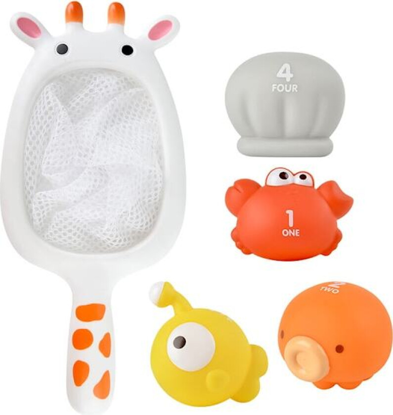 Tub Fun! Badelek, Fiskesett Giraff med Håv, 5 deler