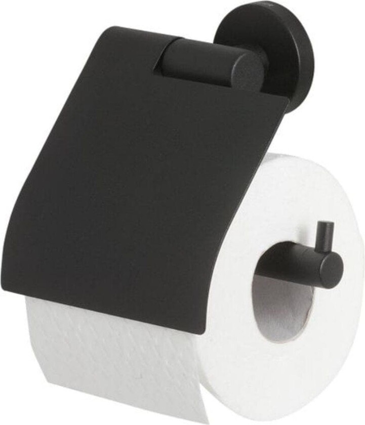 Boston Toalettpapirholder med Lokk Svart Matt