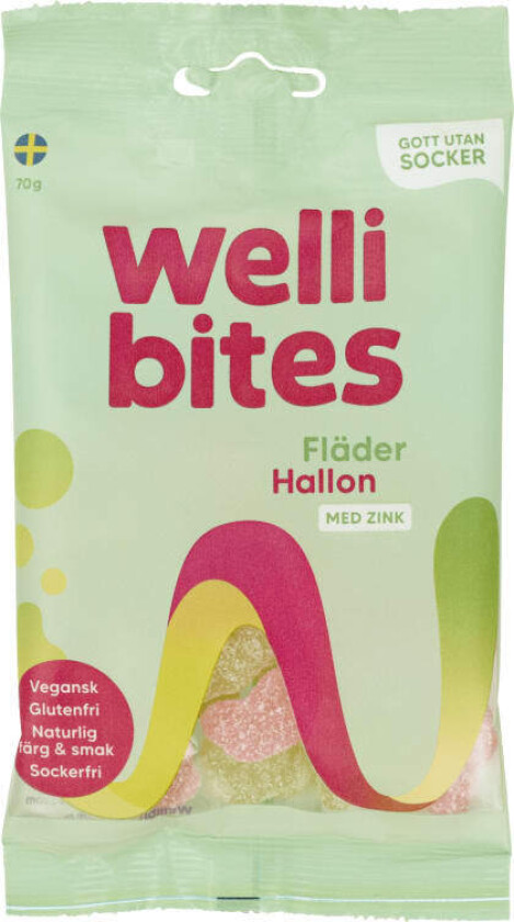 Wellibites Hyllebær & Bringebær 70g
