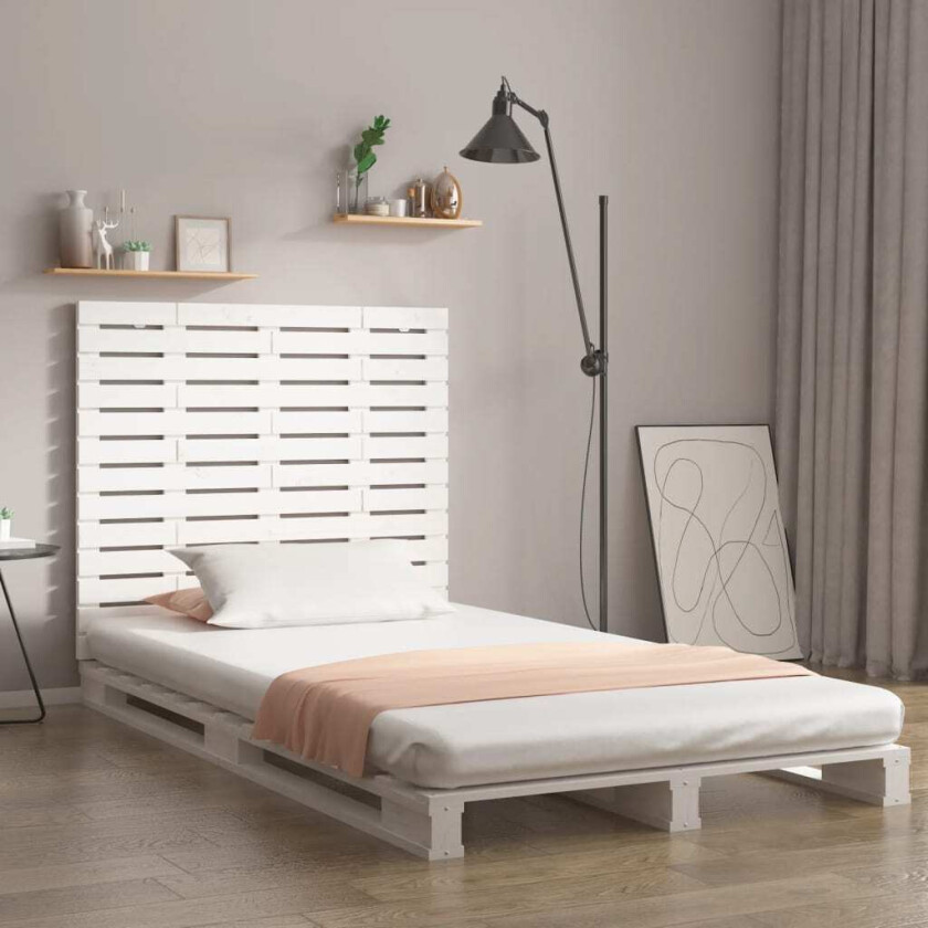 Veggmontert sengegavl hvit 81x3x91,5 cm heltre furu