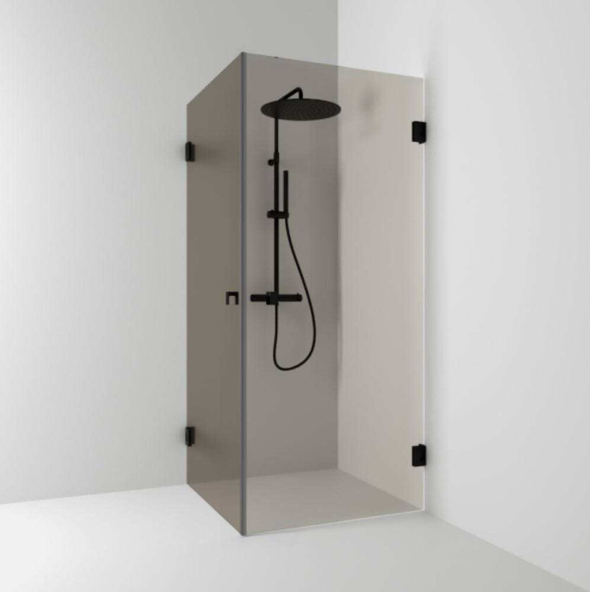 180° Dusjhjørne Rett Svart Matt / 80x80cm Bronsefarget Glass