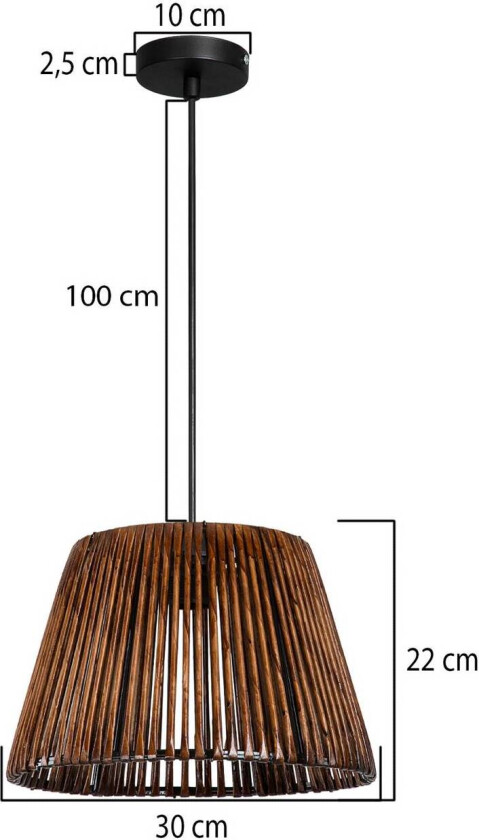 Hengelampe Roya Conic, Ø 30 cm, mørkebrun, papir