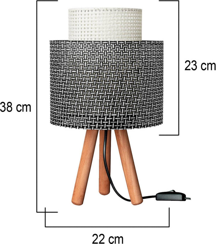 Bordlampe Dona, svart-hvitt mønstret/trefarget, stoff