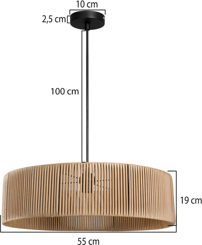 Hengelampe Roya Cylinder, Ø 55 cm, beige, papir