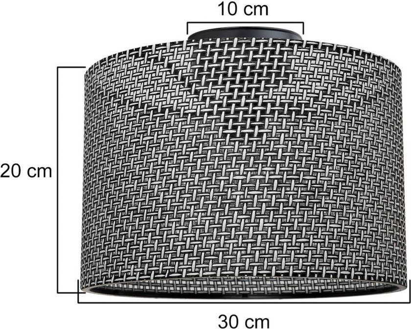 Taklampe Goza, svart mønstret, stoff, Ø 30 cm