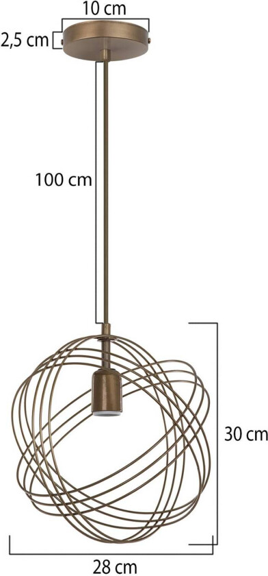 Hengelampe Mekik, gull, metall, Ø 28 cm