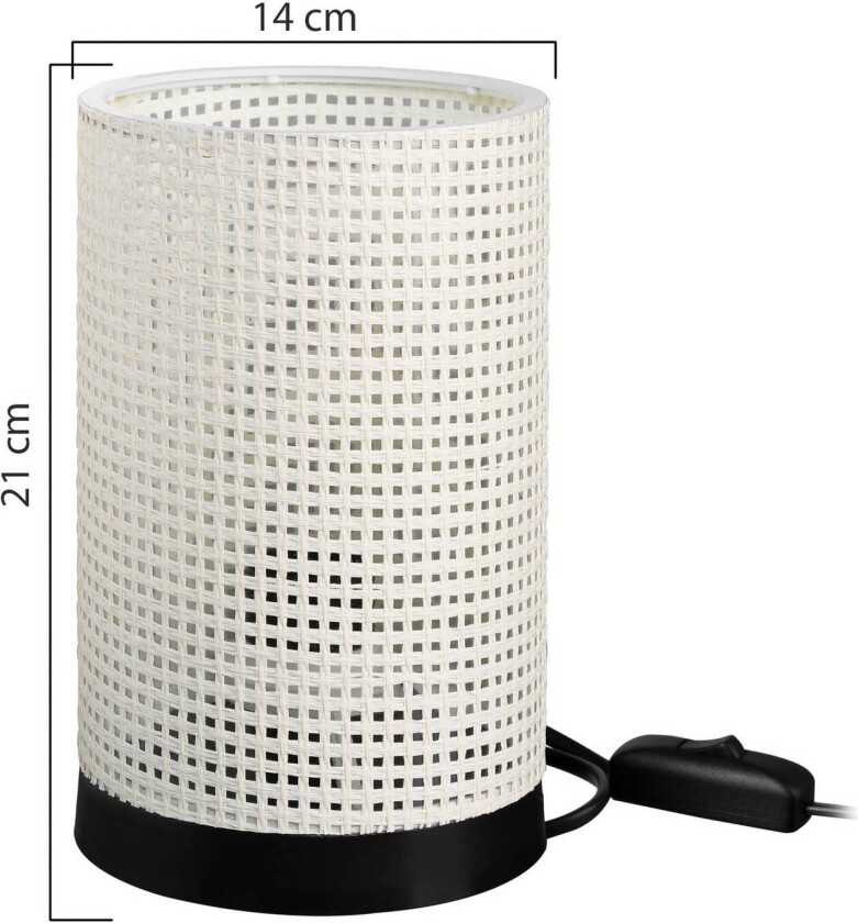 Bordlampe Tina, hvit mønstret, sylindrisk, Ø 14 cm