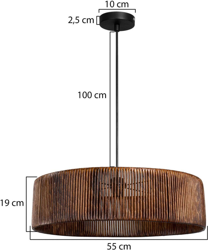 Hengelampe Roya Cylinder, Ø 55 cm, mørkebrun, papir