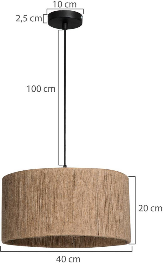 Hengelampe Afra, lysebrun, tau, Ø 40 cm