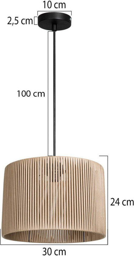Hengelampe Roya Cylinder, Ø 30 cm, beige, papir