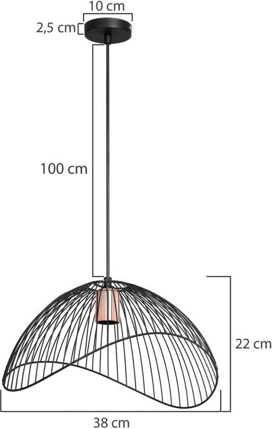 Hengelampe Telma, svart, Ø 38 cm, metall