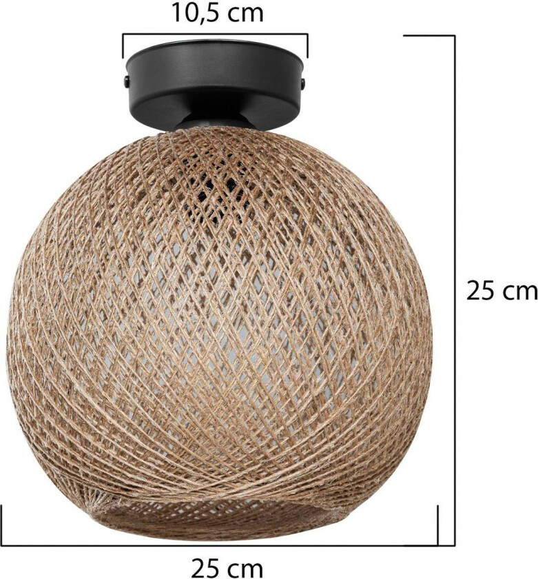 Taklampe Yumak, brun, Ø 26 cm, tau, 1 lyskilde