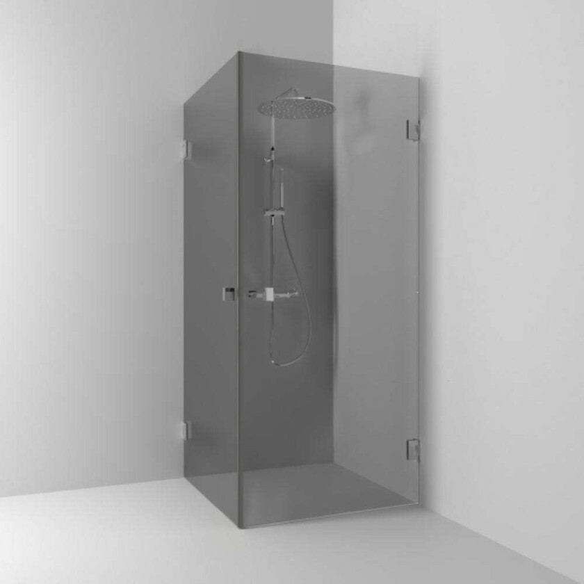 180° Dusjhjørne Rett Krom / 100x80cm Røykfarget Glass