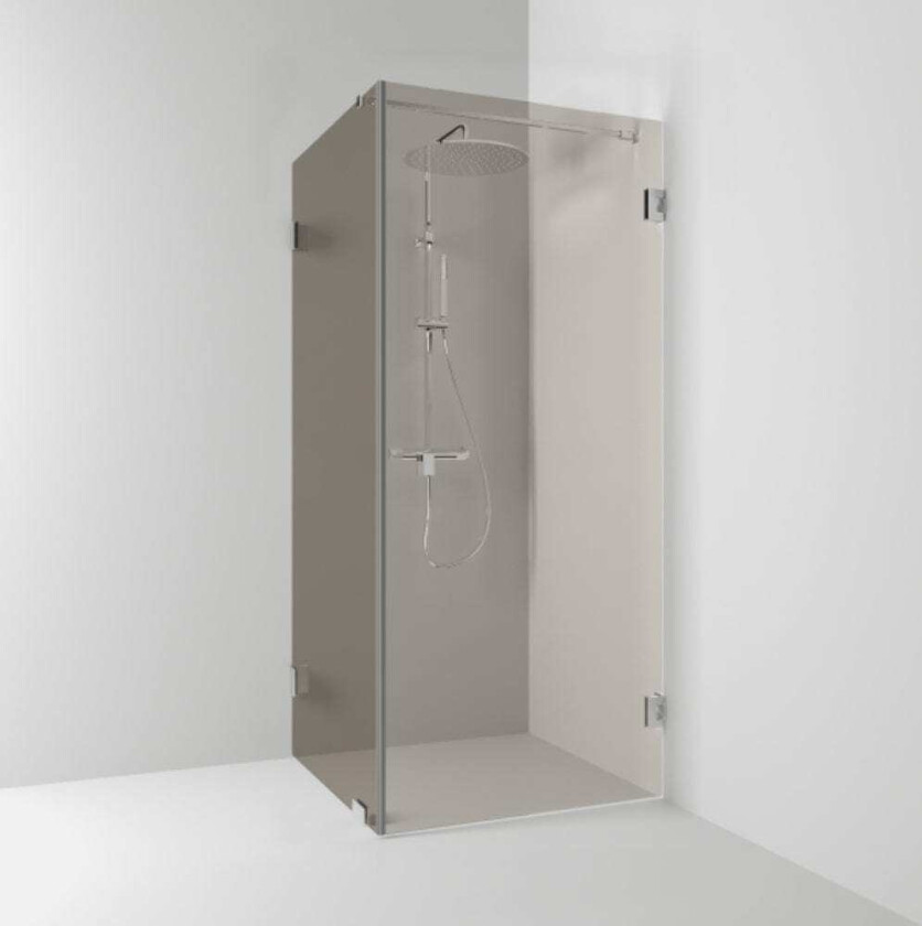 180° Dusjhjørne Kombi (Vegg+dør) Krom / 80x90cm Bronsefarget Glass