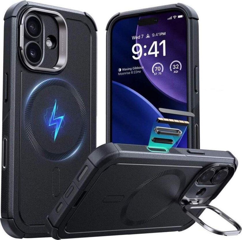 Cyber Kickstand MagSafe-deksel til iPhone 17 – svart