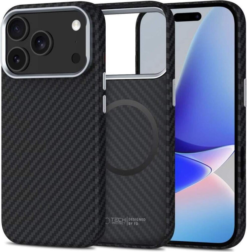 Ion Carbon MagSafe-deksel til iPhone 17 Pro – svart/sølv