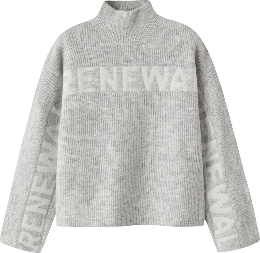 Genser - Strikk - Rib - NkfNuva - Lysegrå Melert - - 9-10 år (134-140) - Genser