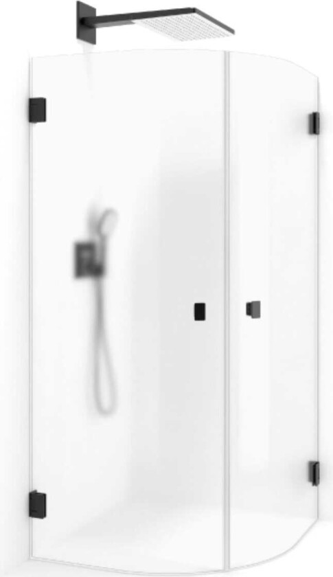 Grace Dusjhjørne Rund Svart Matt / 80x80cm Briljant ice