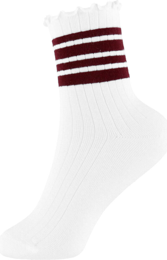 Sokker - NkfSille - Bright White/Burgundy - - 34/36 - Sokker