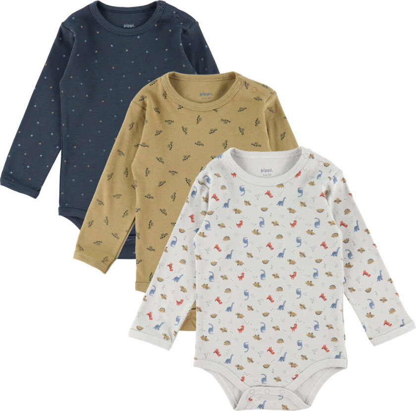 Pippi Body - 1 stk. - Assortert - L/Æ - Gutt - Pippi Baby - 74 - Langermet Body