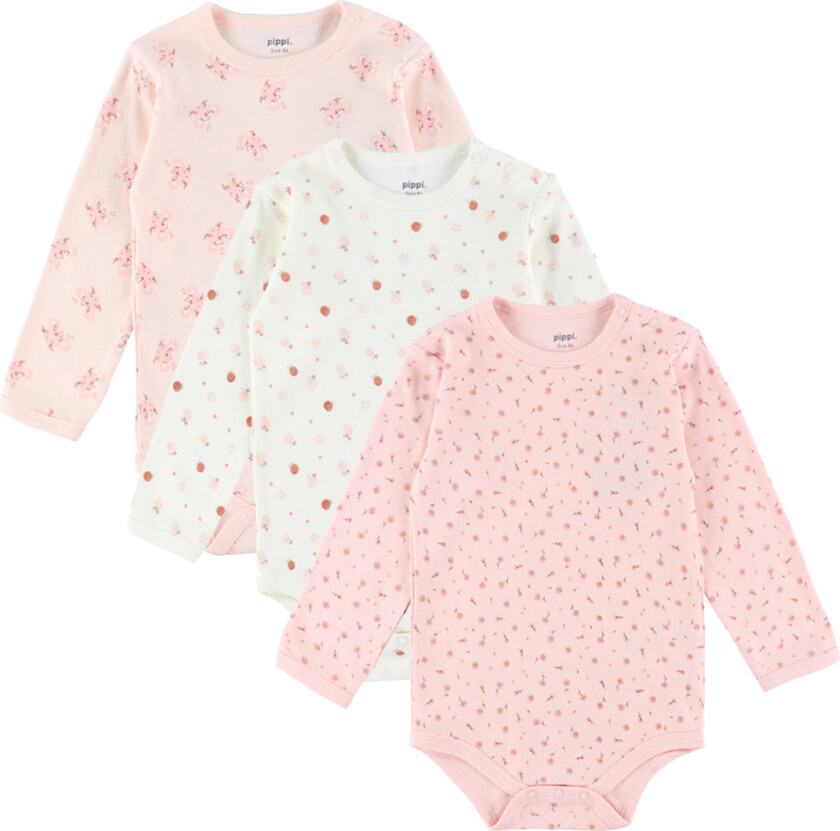 Pippi Body - 1 stk. - Assortert - L/Æ - Mønstret - Pippi Baby - 74 - Langermet Body