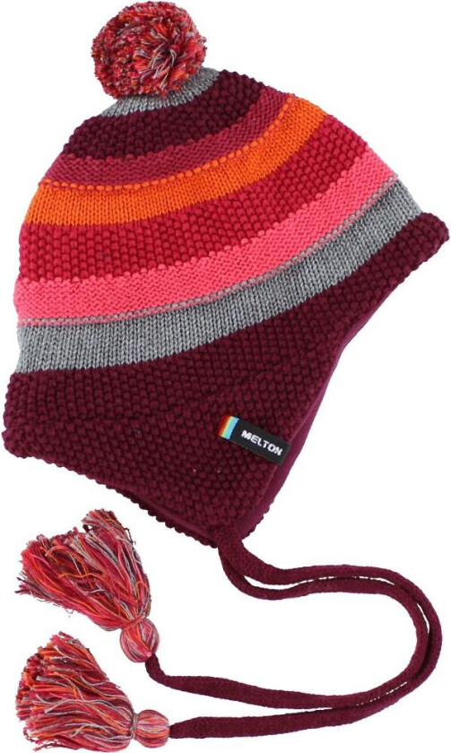 Strikkelue - Rød Stripet - - 3-6 md - Lue