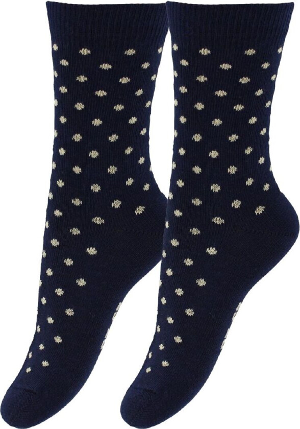 Sokker - 2-pack - Navy m. Beige Prikker - - 27/30 - Sokker