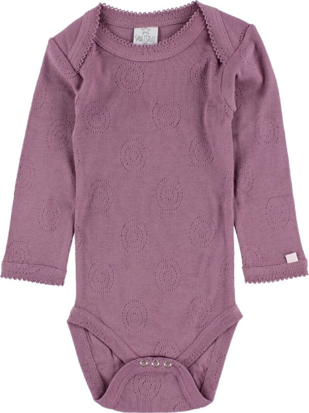 Body - L/Æ - Støvet Lilla m. Hullmønster - - 56 - Langermet Body