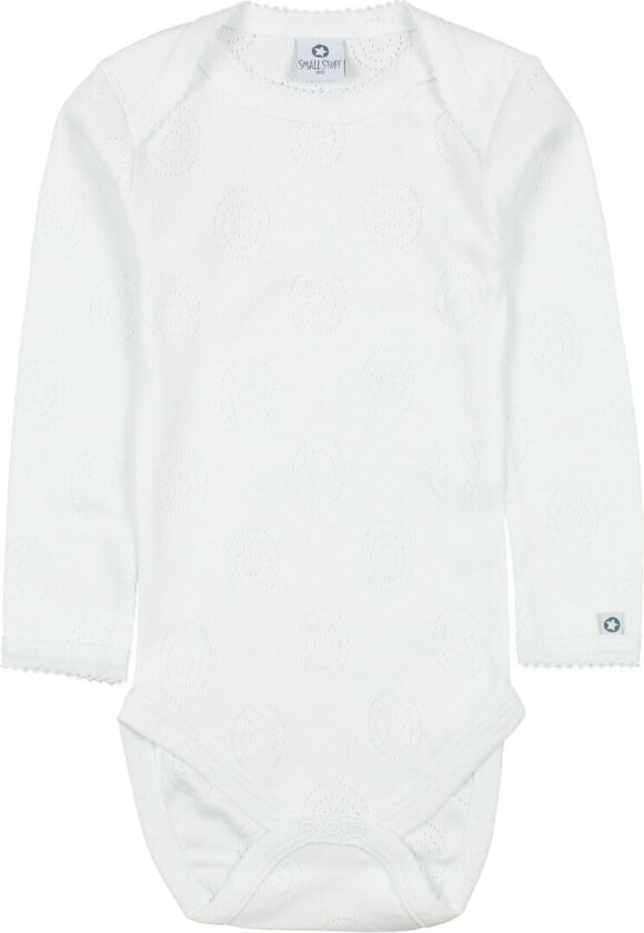 Body I/e - Hvit m. Hullmønster - - 74 - Langermet Body