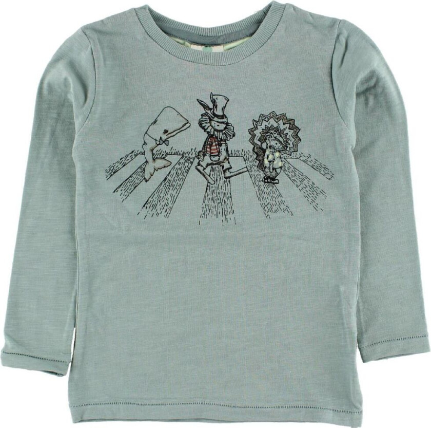 Genser - Støvet Grønn m. Tre på rad - - 68 - Genser