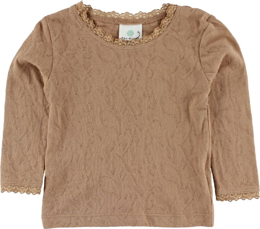 Genser - Lys Brun m. Hullmønster - - 68 - Genser