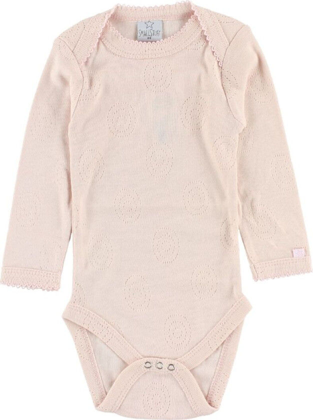Body - L/Æ - Rosa m. Hullmønster - - 68 - Langermet Body